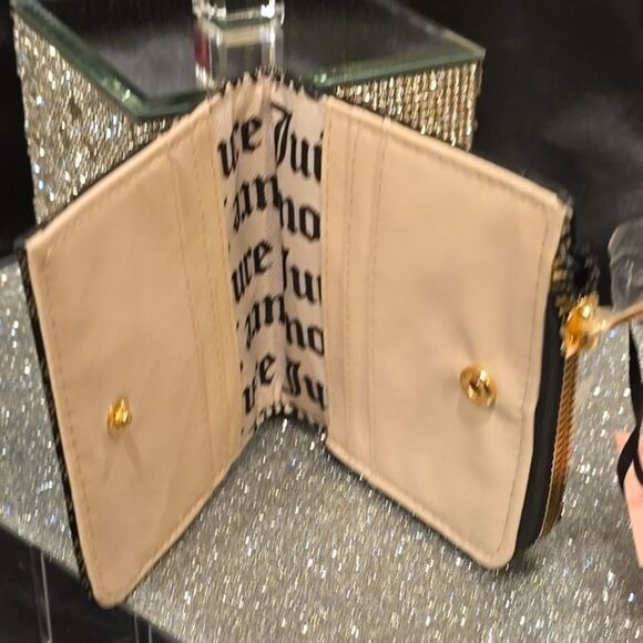 Juicy Couture Flawless L-Zip Card Case/Wallet- Black Taupe/Liquorice - Picture 4 of 5